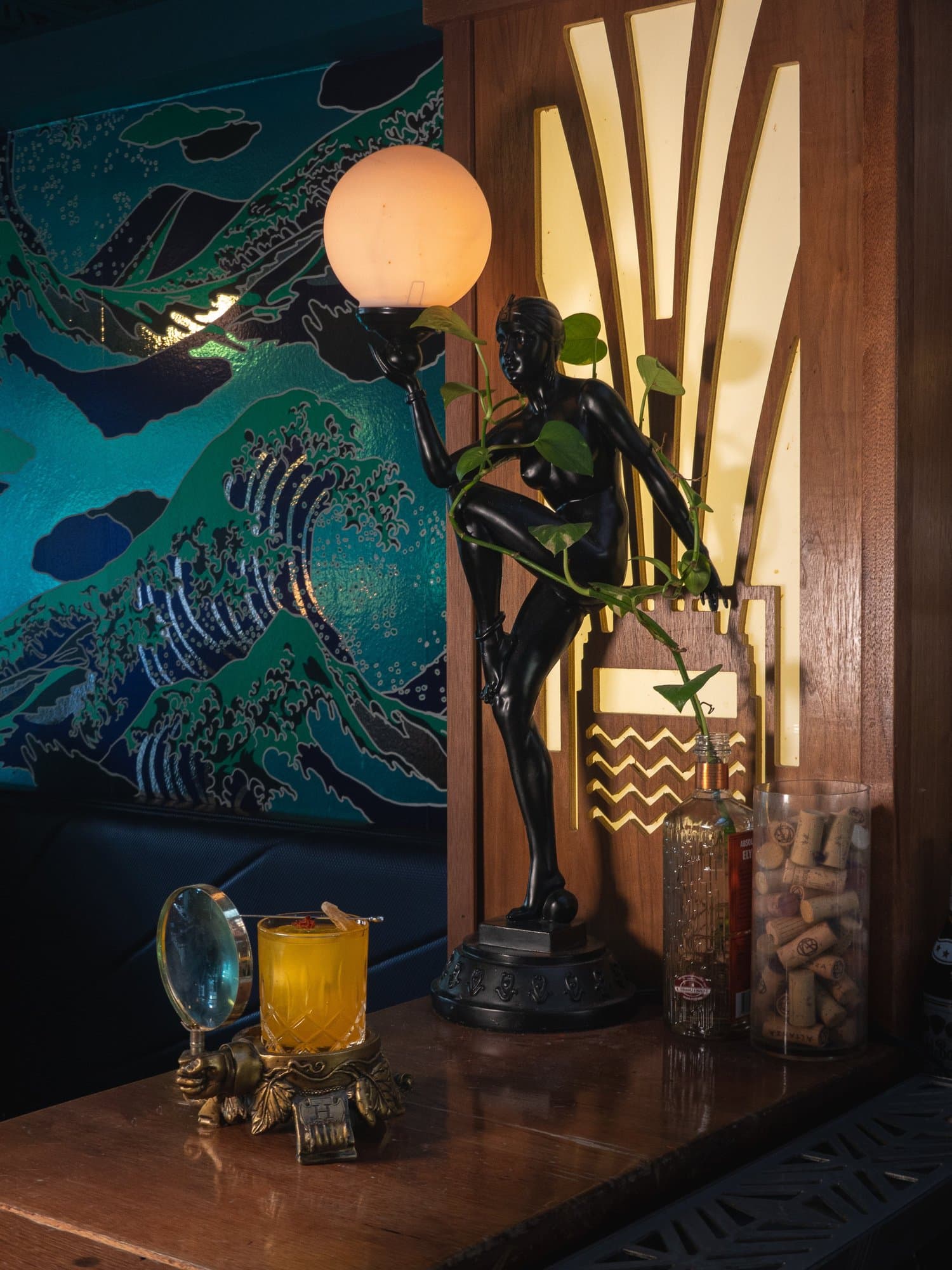 Cocktail and interior decor at Comedor San Juan